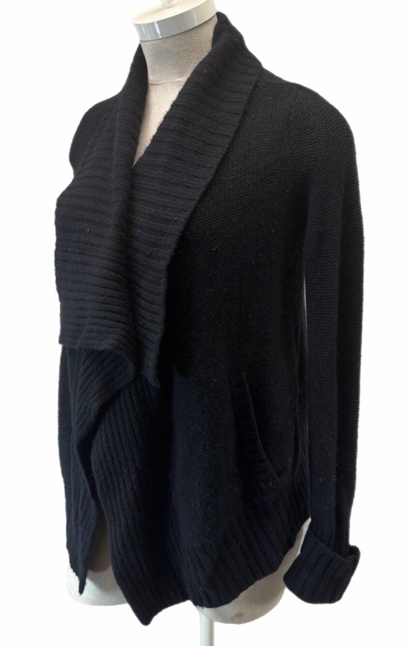 Collection Fifty Nine Women’s Black Cashmere Wool Open Front Cardigan Sweater L